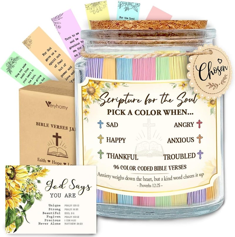 Veryhomy Inspirational Bible Verse Jar, Christian Religious Gifts For Women, Men, Read Me When Prayer Jar with Scriptures, Birthday Valentines Day Gifts for Her, Him, Mom, Dad, Galentines Friends - Image 1
